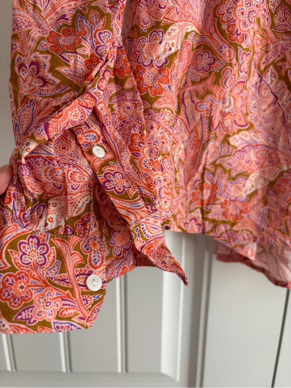 Sundance NWOT Poppy Bloom Paisley Women's Pullover Shirt Blouse Size Petite Med - Picture 3 of 9
